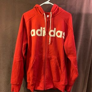 Adidas Red Zip Up Hoodie Sweatshirt. Size M.